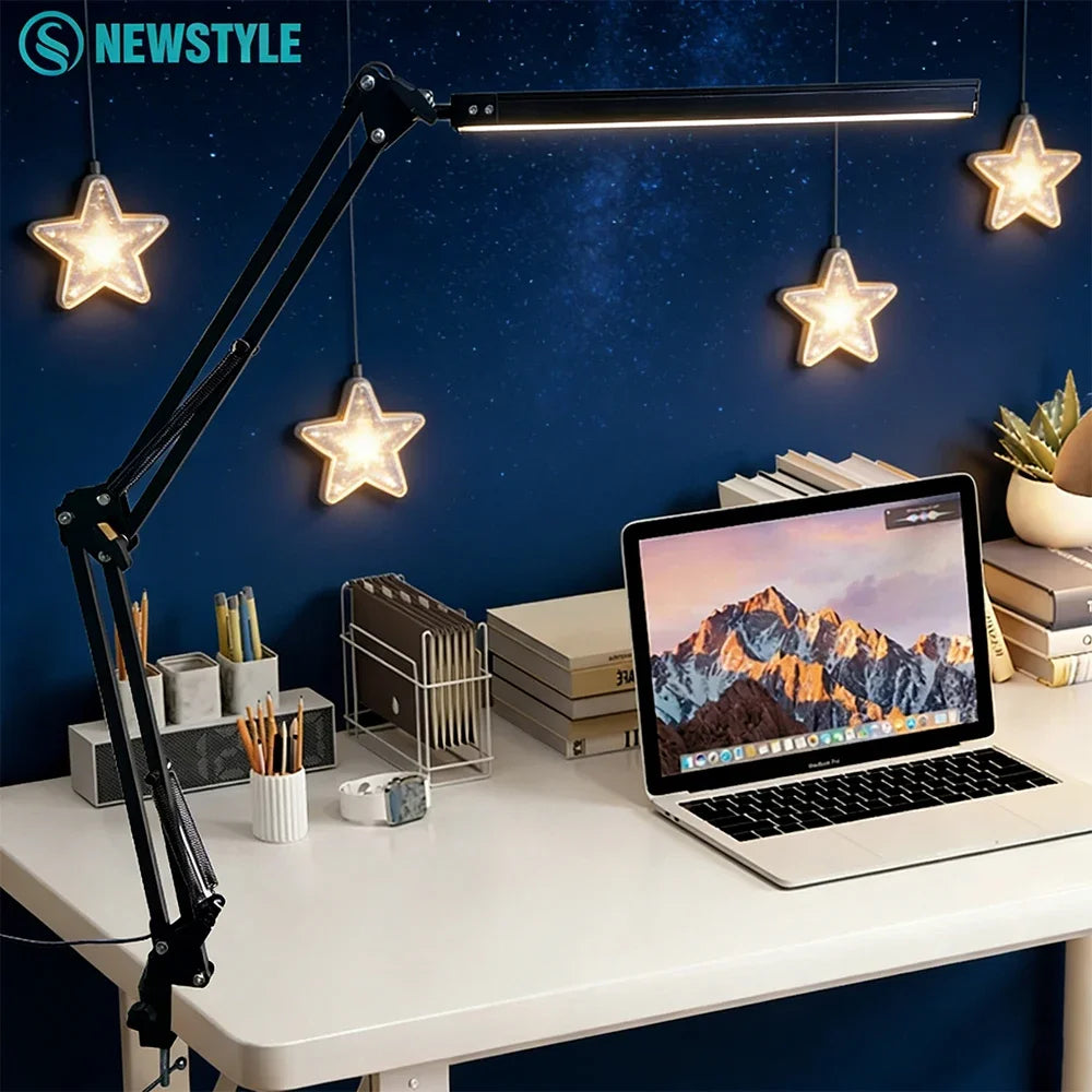 Eye-Caring LED Folding Metal Desk Lamp 3 Colors Adjustable 10 Brightness Levels Flexible Rotating Lamp Head for Home Reading PC Zpaxo