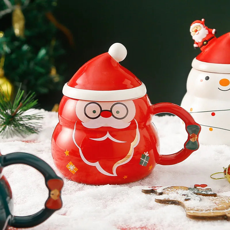 Creative Christmas Gifts Ceramic Cups LIDS Spoons Large Capacity