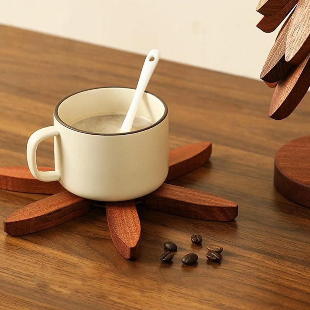 Wood Trivet Tree Shape Heat Resistant Coasters Kitchen Table
