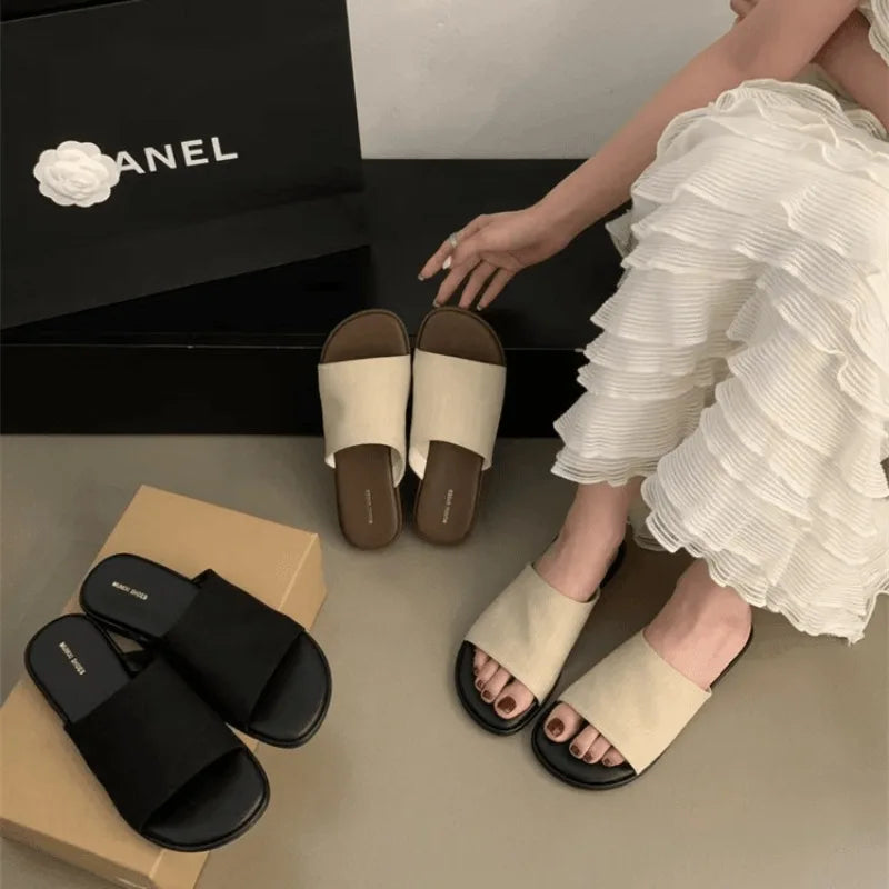 Summer Casual All-match Flat Slippers Women's Fashionable High-end
