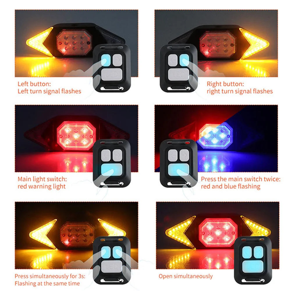 Rear Light Bicycle Turn Signal USB Bike Tail Light Wireless Remote Control for Bicycle with Horn Mountain MTB Road Accessories Zpaxo