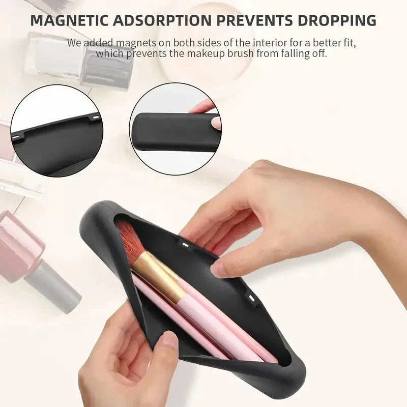 Silicone Makeup Brush Holder – Magnetic Waterproof Travel Case