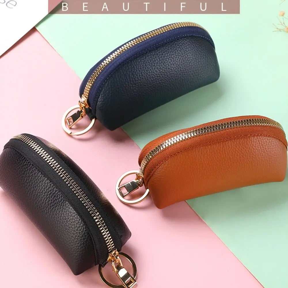 Key Pouch Fashion Zipper Key Holder Simple Zipper Closure Car Key Storage Bag PU Durable Car Key Protect Cover Household Zpaxo