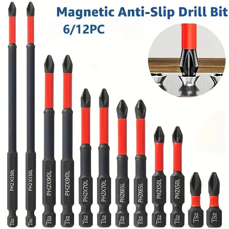 S2 Steel Magnetic Impact Drill Bit Set – 6 or 12 Piece