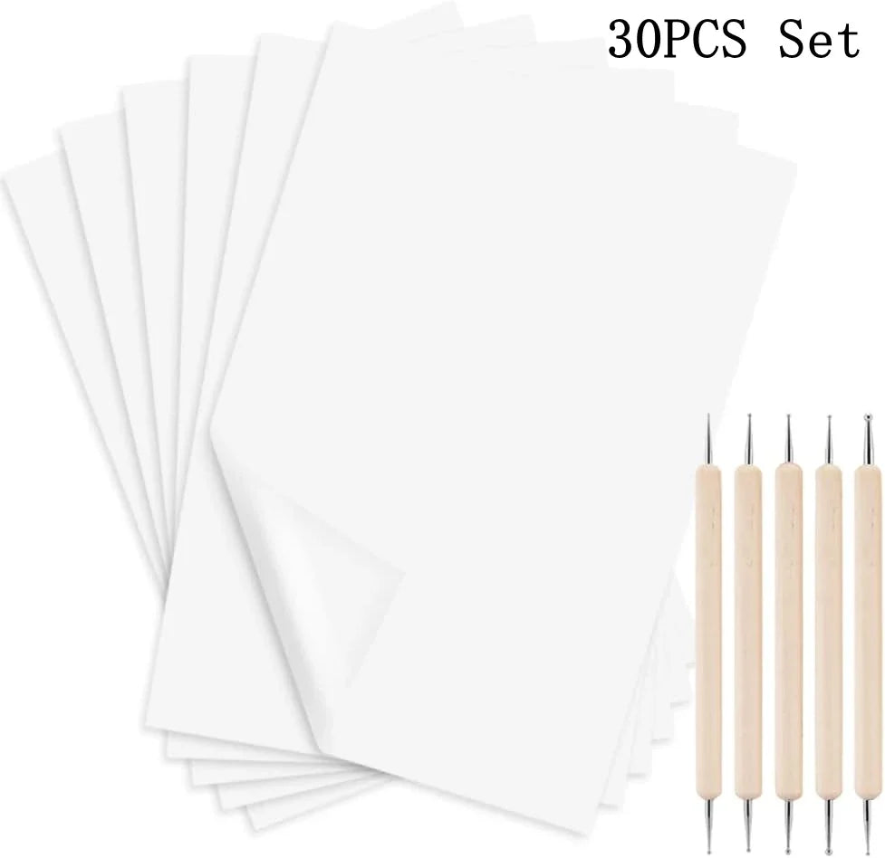 White A4 Copy Carbon Paper Reusable Tracing Transfer Office School Zpaxo 30PCS white Set