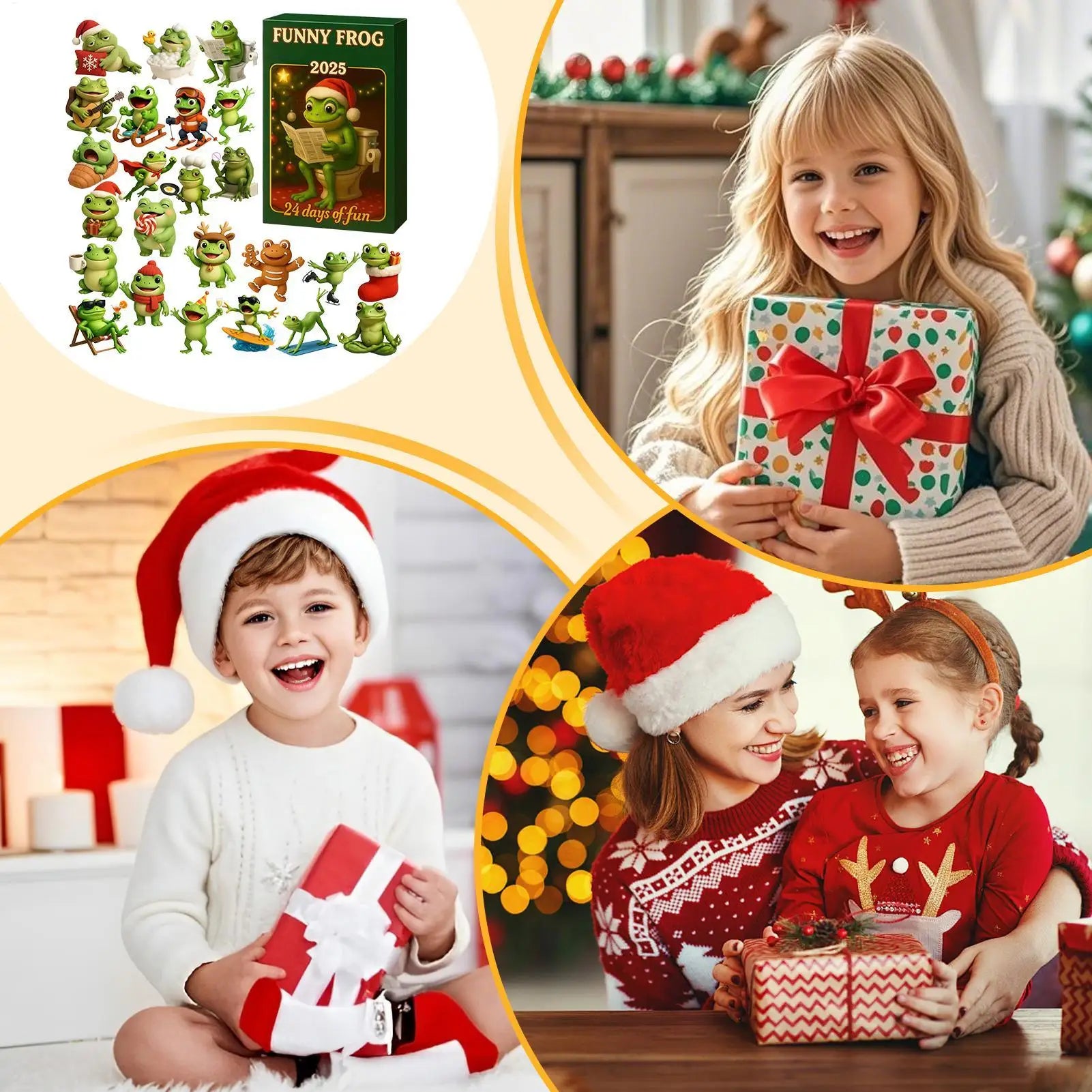 Christmas Advent Calendar 2D Acrylic Frog Ornaments 24 Days Countdown