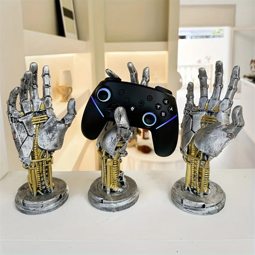 Cyberpunk Robotic Hand Ornament Gamepad Holder Ring String Desktop