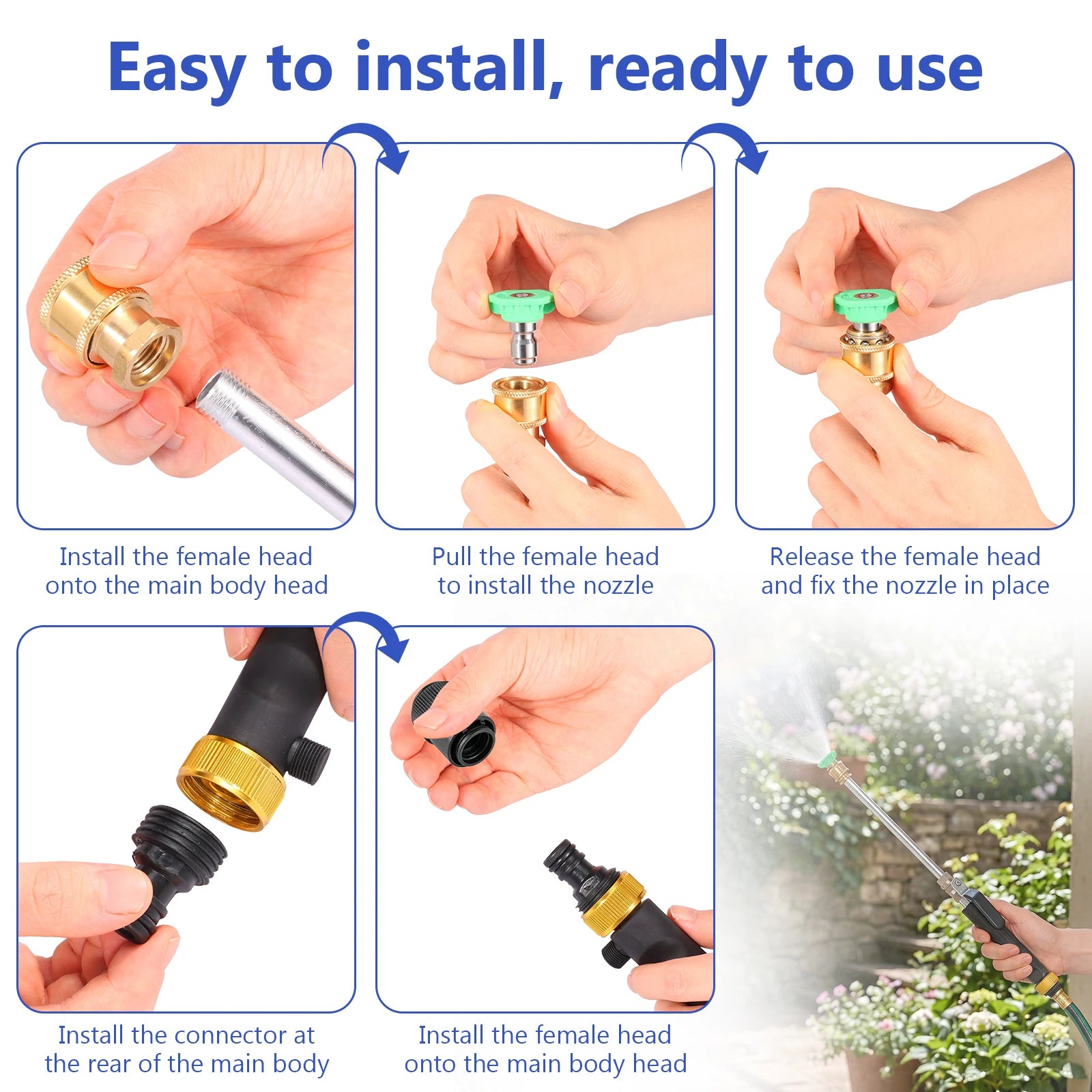 High Pressure Washer Wand Metal 42.6cm Spray Gun 7 Patterns Leakproof Garden Hose Nozzle For Car Washing Yard Roof Cleaning Tool Zpaxo