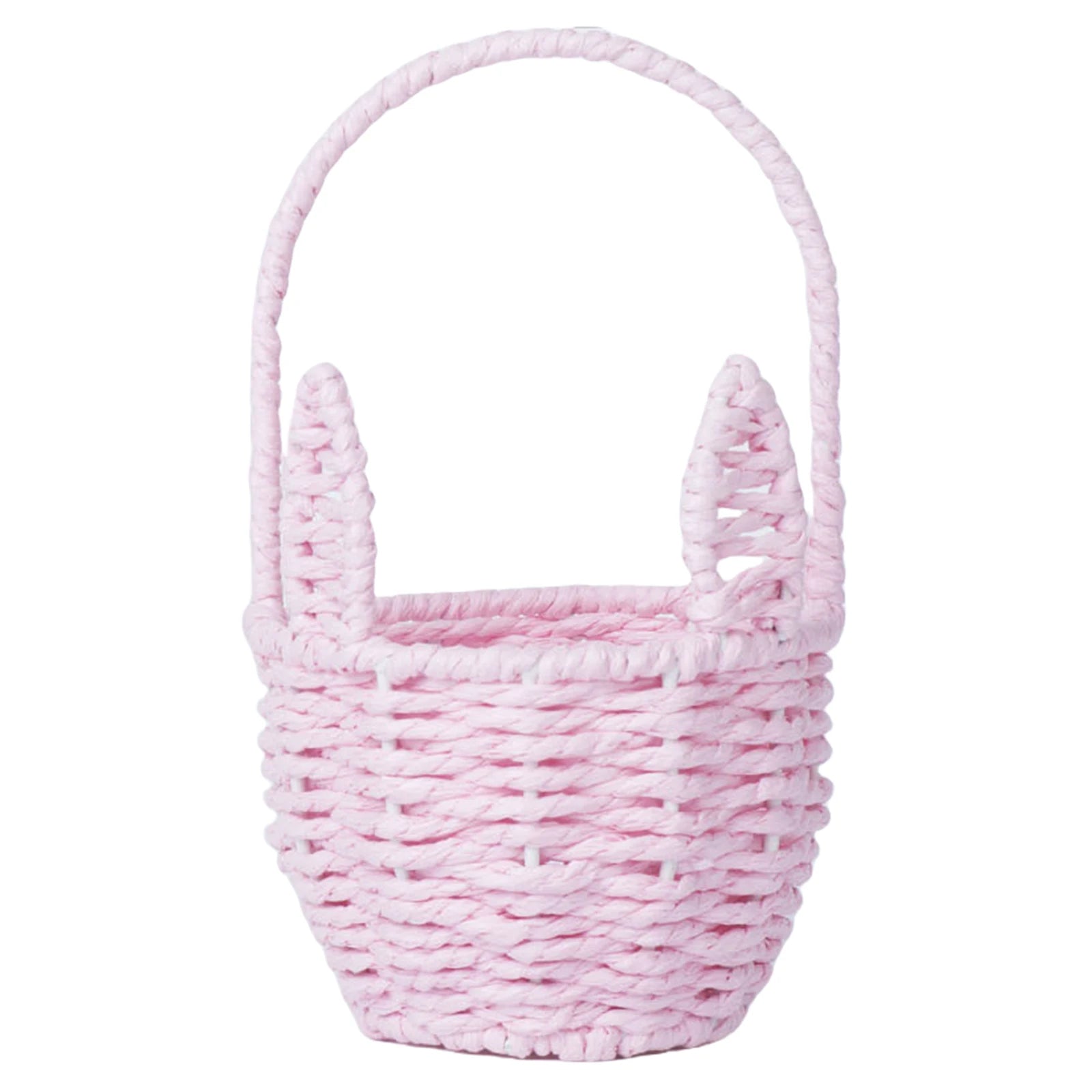 Easter Mini Handmade Rabbit Baskets Handle Cartoon Woven Ear