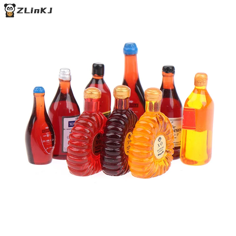 ▶9Pcs Doll House World Famous Foreign Wine XO Whiskey Miniature Food Play Zpaxo