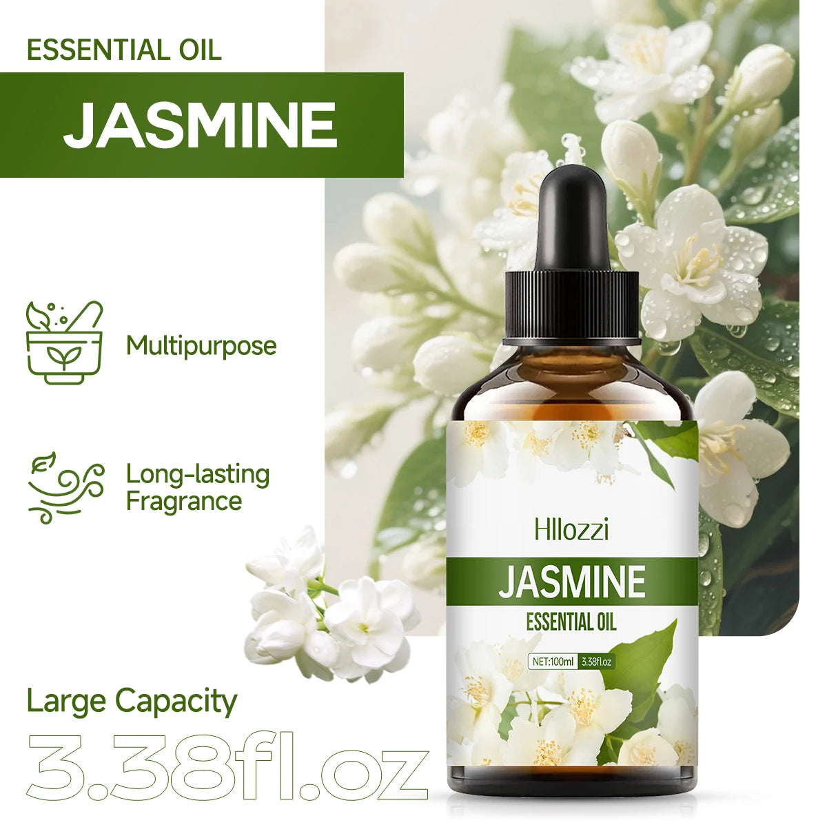 JASMINE ESSENTIAL OIL a high-quality moisturizing nourishing massage oil with a refreshing scent, suitable for all skin types Zpaxo