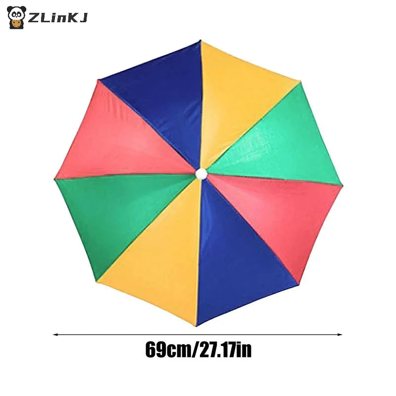 ▶1Pcs Head-mounted Umbrella Foldable Waterproof UV Protection Sun Rain Cap For Outdoor Fishing Camping Beach For Men Women Zpaxo