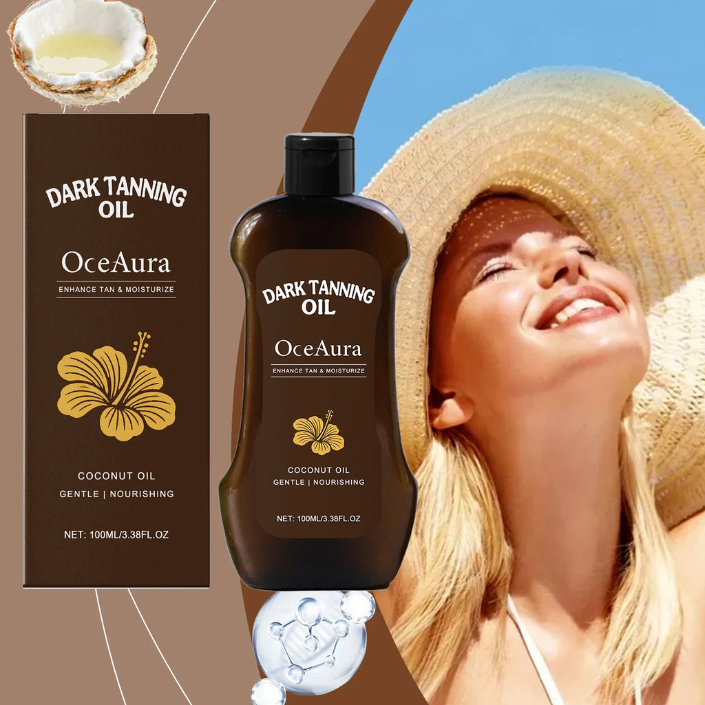 Coconut Tanning Oil Deep Bronze Natural Glow Long-Lasting Tanning Waterproof Moisturizing Smooth Beach Outdoor Self-Tanning Oil Zpaxo