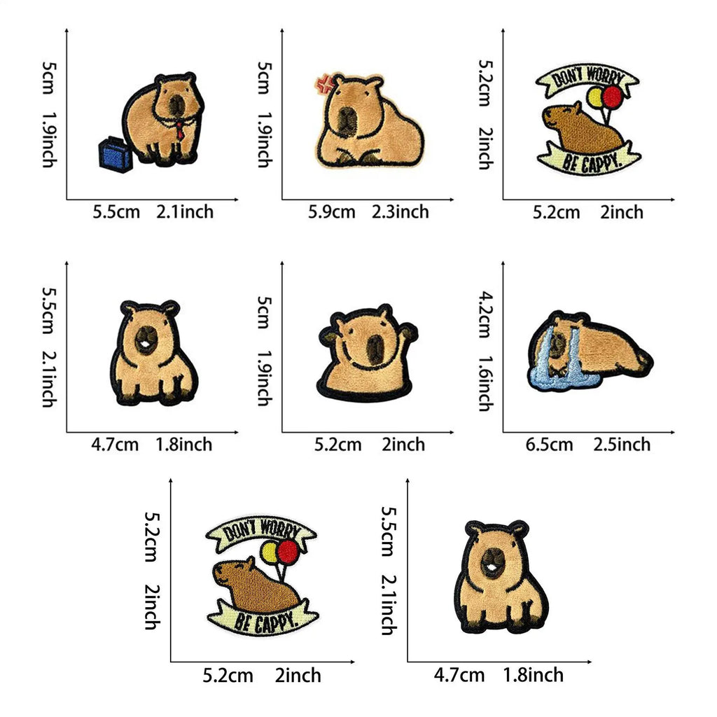 Animal Iron Patches Capybara Shape Backpacks Cute Embroidered