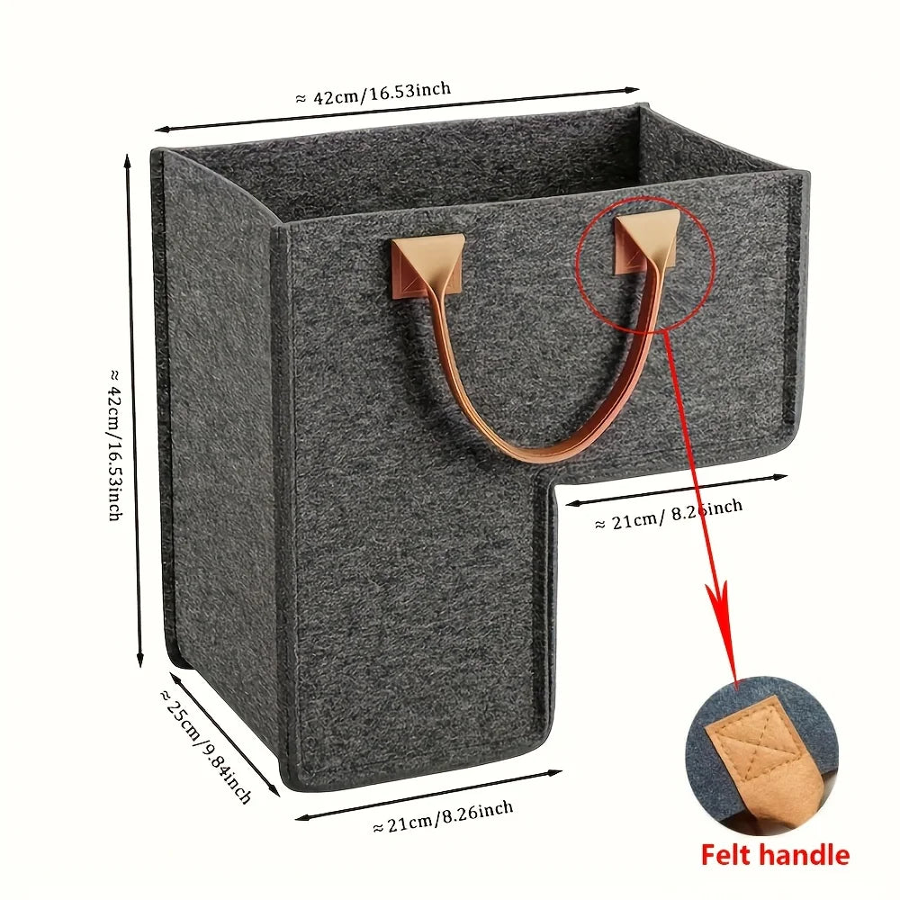 Felt L-Shape Stair Storage Basket with PU Handles | Organizer Felt Storage Basket Zpaxo