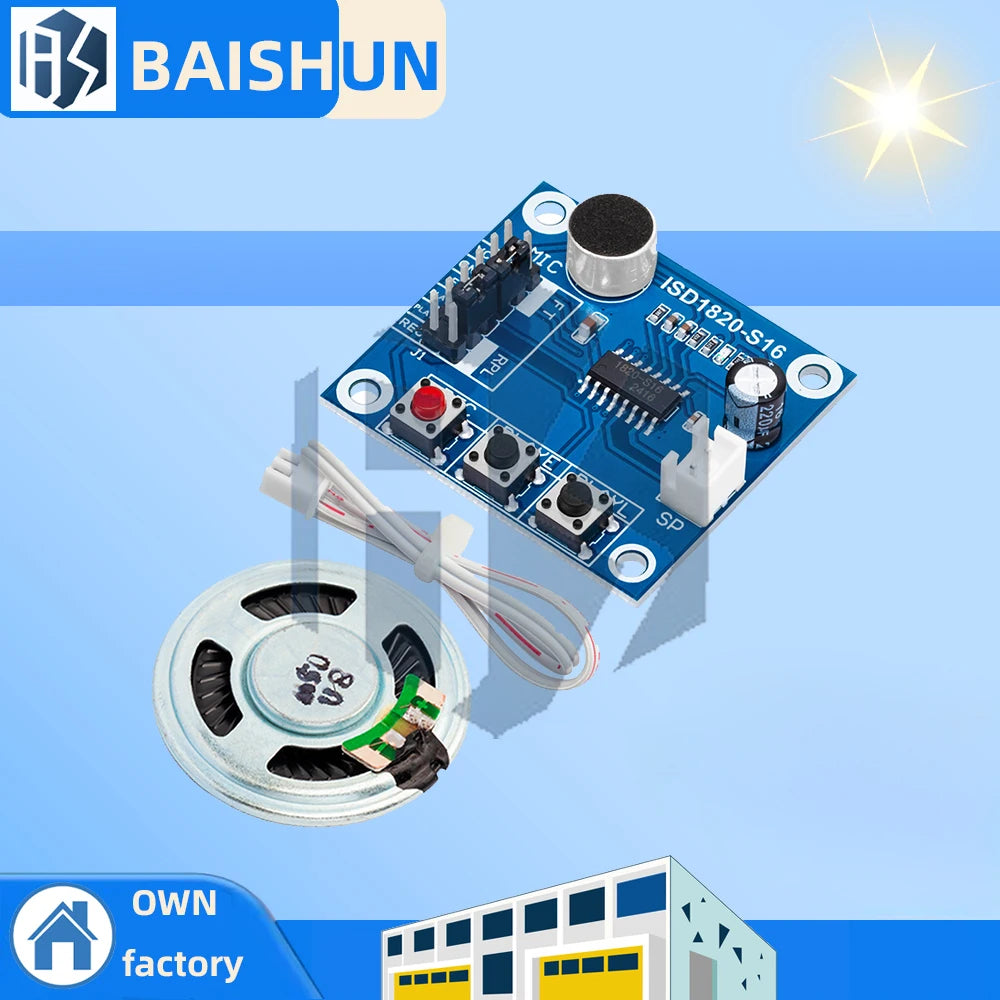 ISD1820 recording module voice module the voice board telediphone module board with Microphones + Loudspeaker Zpaxo