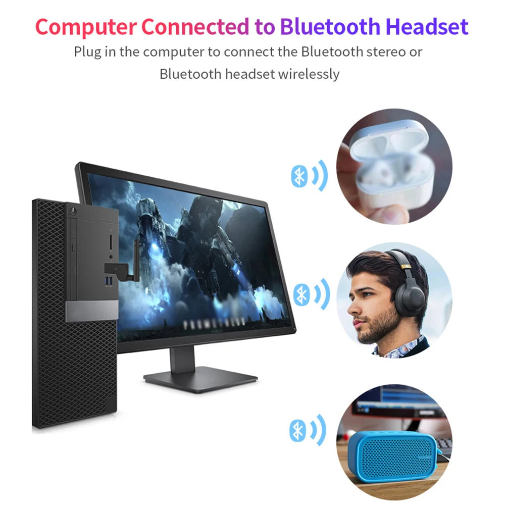TX19 USB Bluetooth-Compatible 5.2 Audio Transmitter for Computer TV Transmitter External Antenna USB 3.5mm AUX Audio Adapter Zpaxo