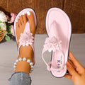 Bohemian Women Sandals 2026 Toe-loop Floral Flat Shoes Korean