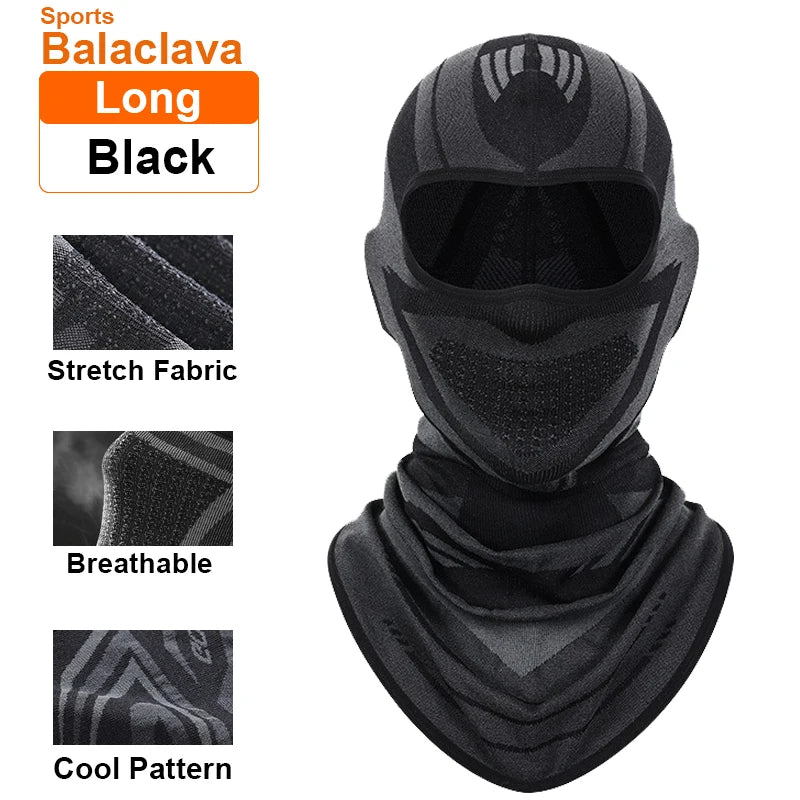Sports Winter Thermal Cycling Face Mask Balaclava Head Cover Ski Bicycle Motocycle Windproof Soft Warm MTB Bike Hat Headwear Zpaxo Long black
