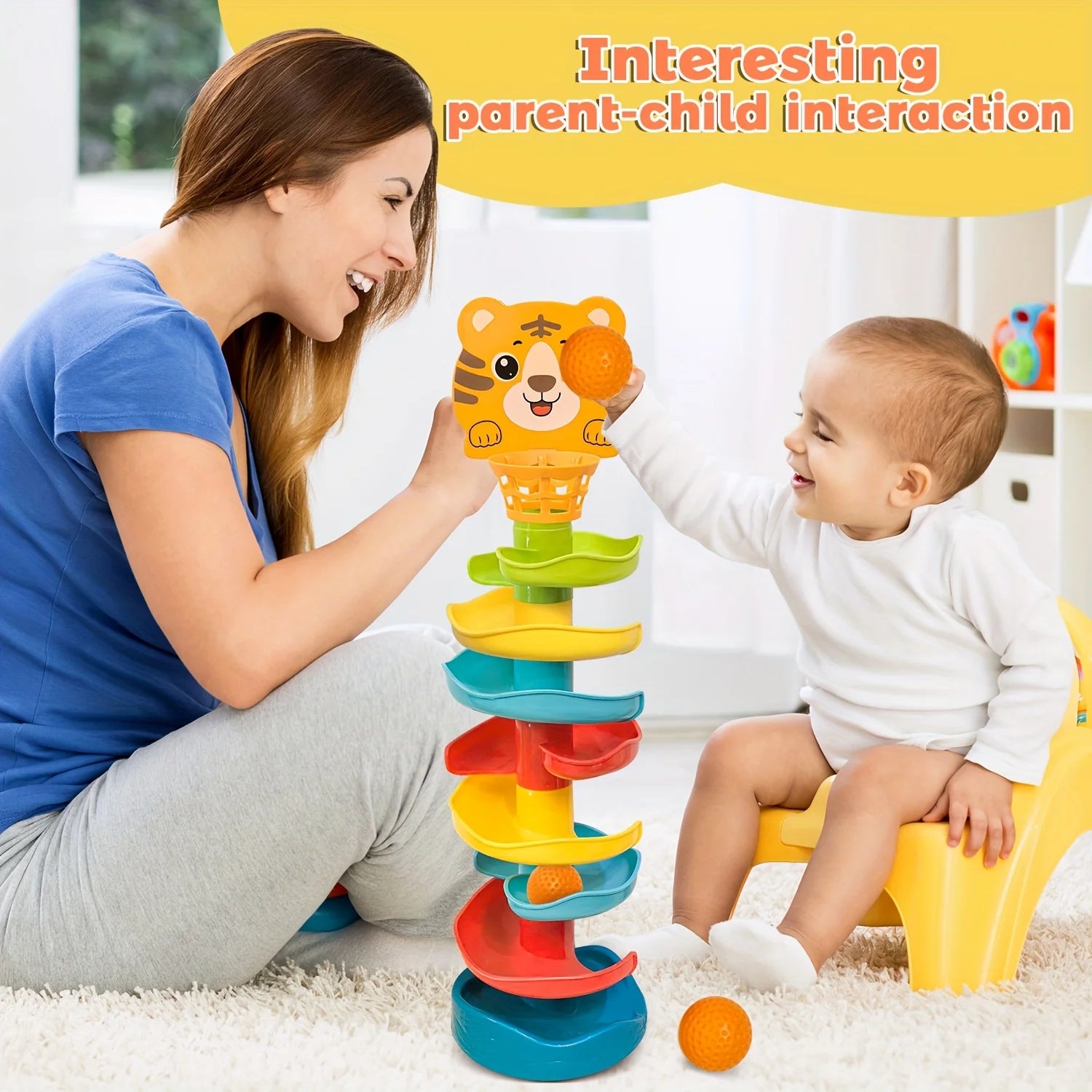Youngsters's Interactive Ball Tower Educational Toy Rolling Balls