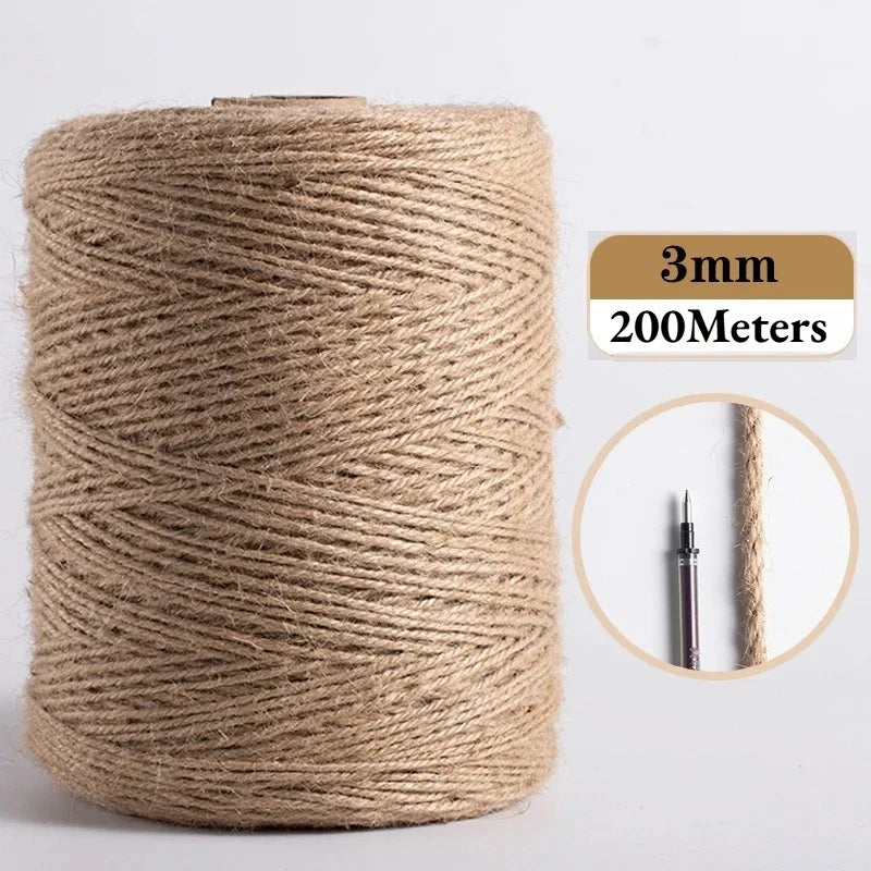 Natural Hemp Rope String for Jute Decoration, Twine for Crafts, Gift Wrapping, Jute Cord for Gardening, And Wedding Party Decor Zpaxo Jute 3mm 200Meters