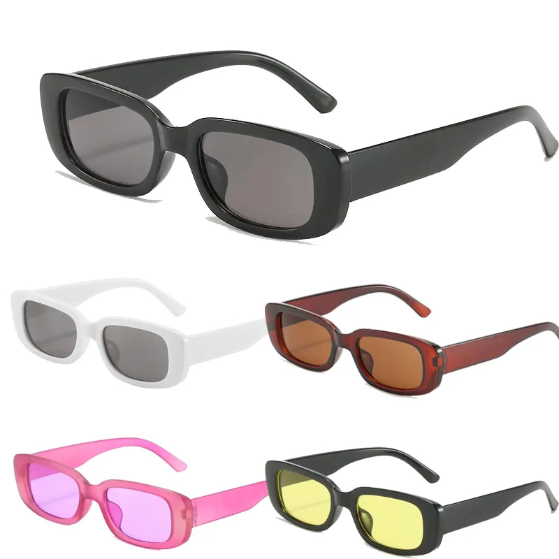 Vintage Small Rectangular Sunglasses Women Y2K Trend Color Lens UV Protection Fashion Streetwear Shades Cycling Accessories MTB Zpaxo