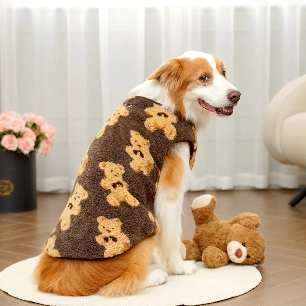 Winter Fleece Dog Vest – Bear Pattern | Sizes 3XL–9XL Dog Winter Vest Zpaxo