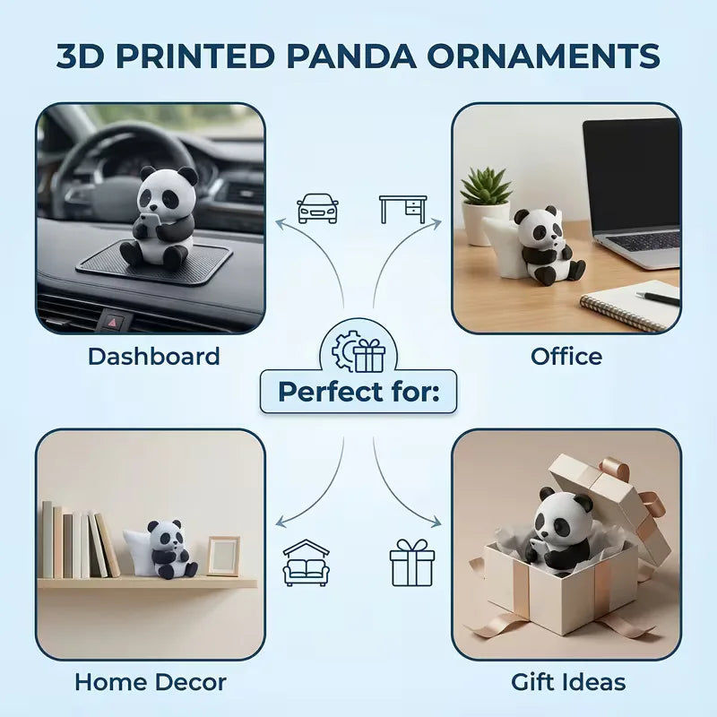 Panda Sculpture Figurine – Desk & Car Dashboard Ornament