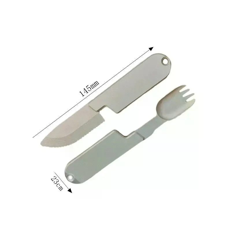 2 In 1 Fork Spoon Outdoor Tableware Multifunction Stainless Steel Flatware Camping Hiking Picnic Utensils Set Combo For Outdoor Zpaxo