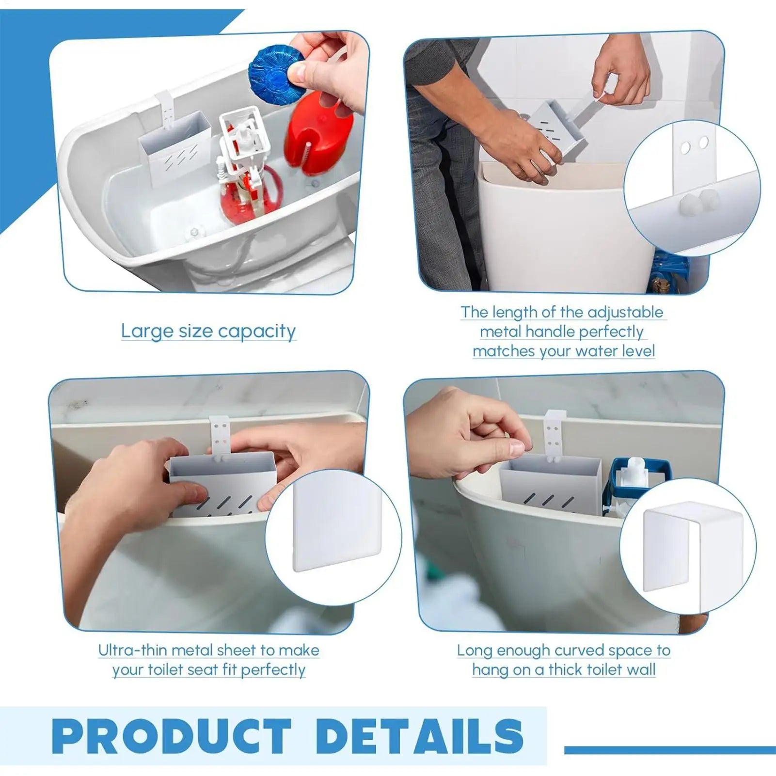 Stainless Steel Toilet Tank Cleaning Tablet Holder Adjustable Hanging