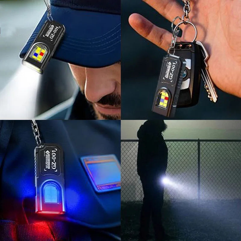 Mini COB LED Keychain Flashlight – USB-C Rechargeable, 5 Modes LED Keychain Flashlight Zpaxo