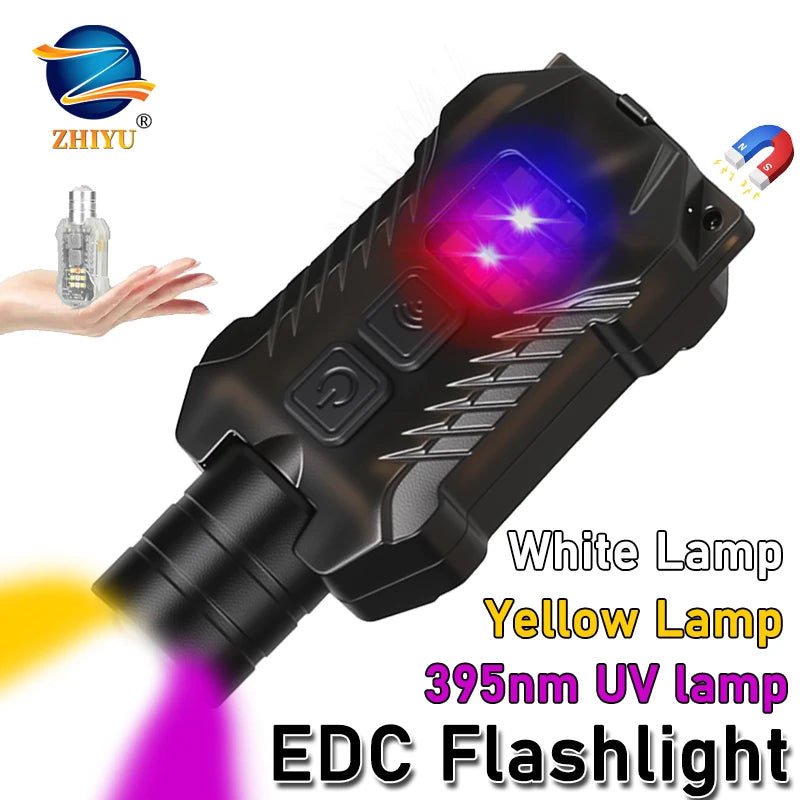 Mini LED COB Keychain Flashlight – 8-Mode USB-C Rechargeable EDC