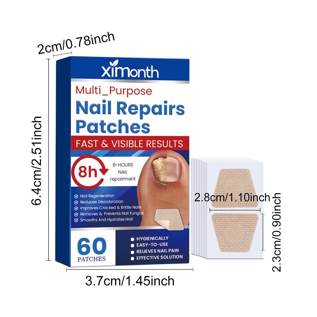 Nail Repair Patches – Fungus, Ingrown & Paronychia Treatment 60pcs Nail Treatment Patch Zpaxo