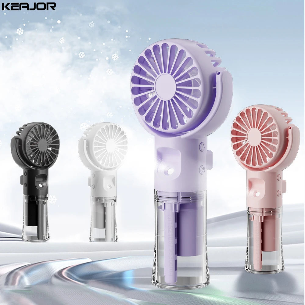 Portable Water Mist Fan Mini Handheld USB Charging 4 Speeds Hanging