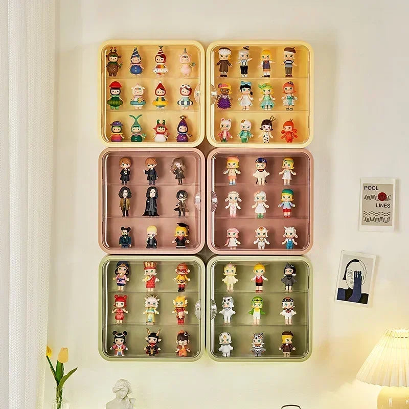 Dust Display Proof Doll Toy Storage Box Wall Mounted Showcase Clear