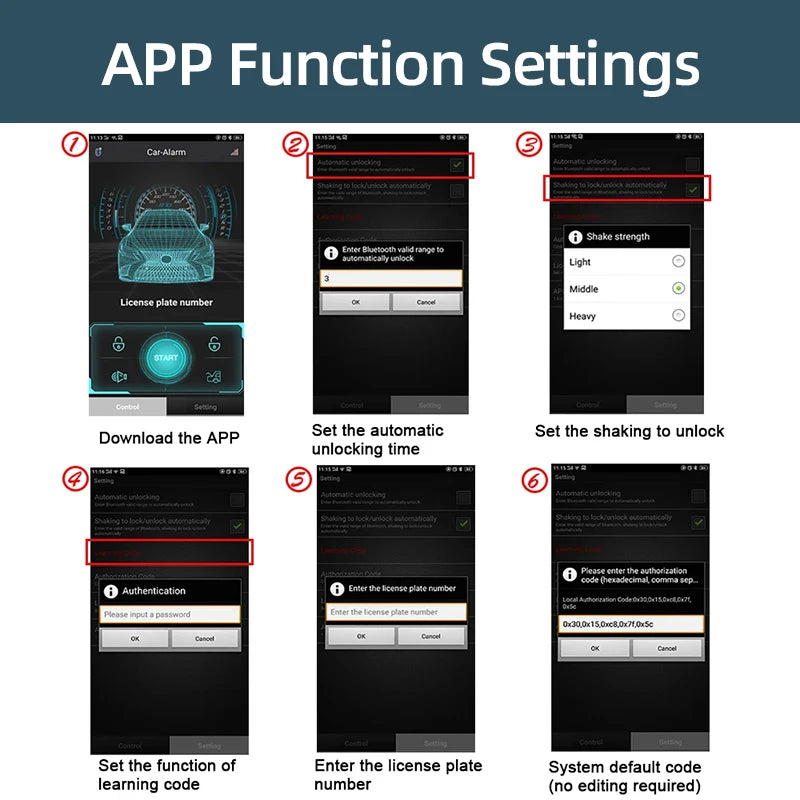 Hippcron Car Alarm Systems Auto Remote Central Door Keyless APP Contr