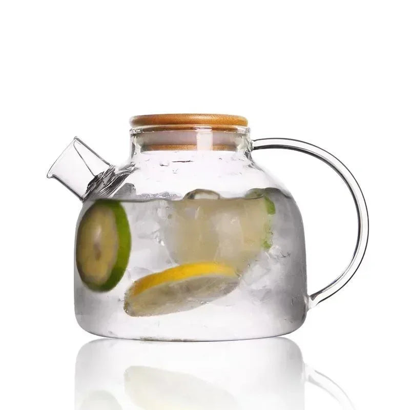 1/1.8L Transparent Borosilicate Glass Teapot Heat-Resistant Large Clear Tea Pot Flower Tea Set Puer Kettle Cup Office Home Tool Zpaxo