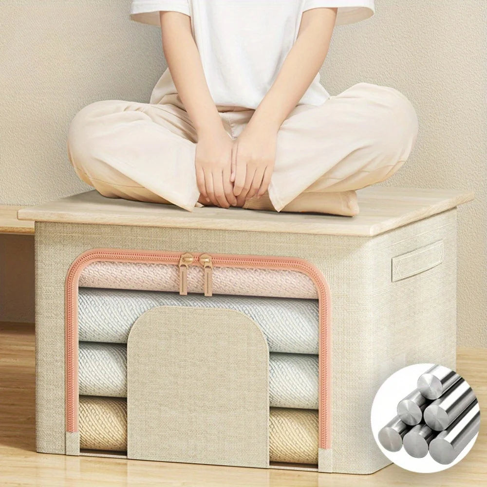 Foldable Clothes Basket 24/66L – Steel Frame Storage Organizer Foldable Storage Basket Zpaxo