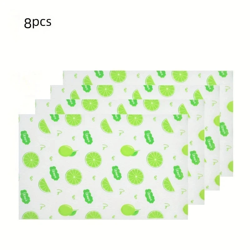Moisture-Proof Non-Slip Washable Reusable EVA Material Novel Lemon Pattern Waterproof Refrigerator Liner Set 4Pcs Zpaxo 8Pcs