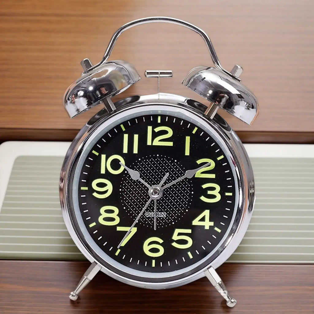 Bell Alarm Clock Retro Alarm Clock Glow-in-The-Dark 3 Inch Quiet Timer Watch for Seniors Sleepers Bed Desk Room Travel Bedroom Zpaxo
