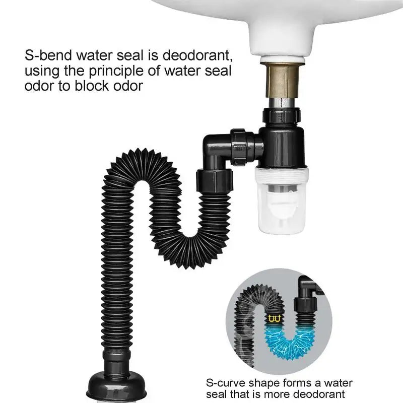 Flexible Drain Pipe Wash Basin Pipe Sink Sewer Drain Pipe Tube Anti Odor Drain Hose Extension Tube For Kitchen Cabinet Bathroom Zpaxo