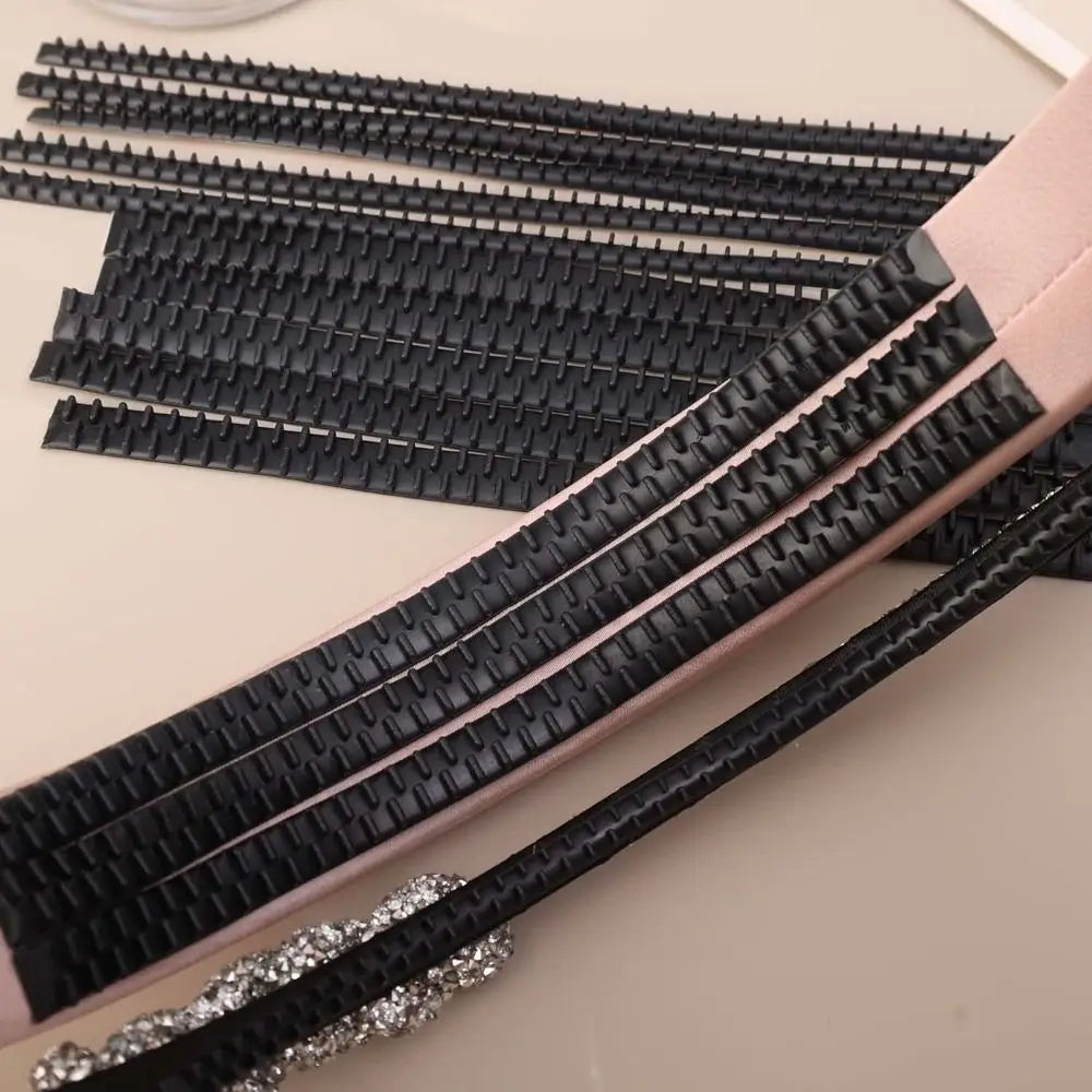 Two Rows Teeth Shaped Anti Slip Strip Black DIY Handmade Hairpin Back Zpaxo