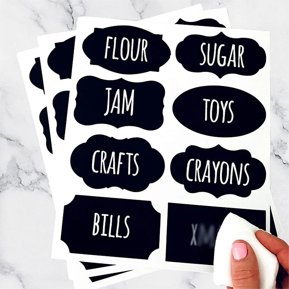 5 Sheets Chalkboard Labels Stickers Waterproof Reusable Blackboard Stickers Chalk Labels for Mason Jars Storage Bins Bottles Zpaxo