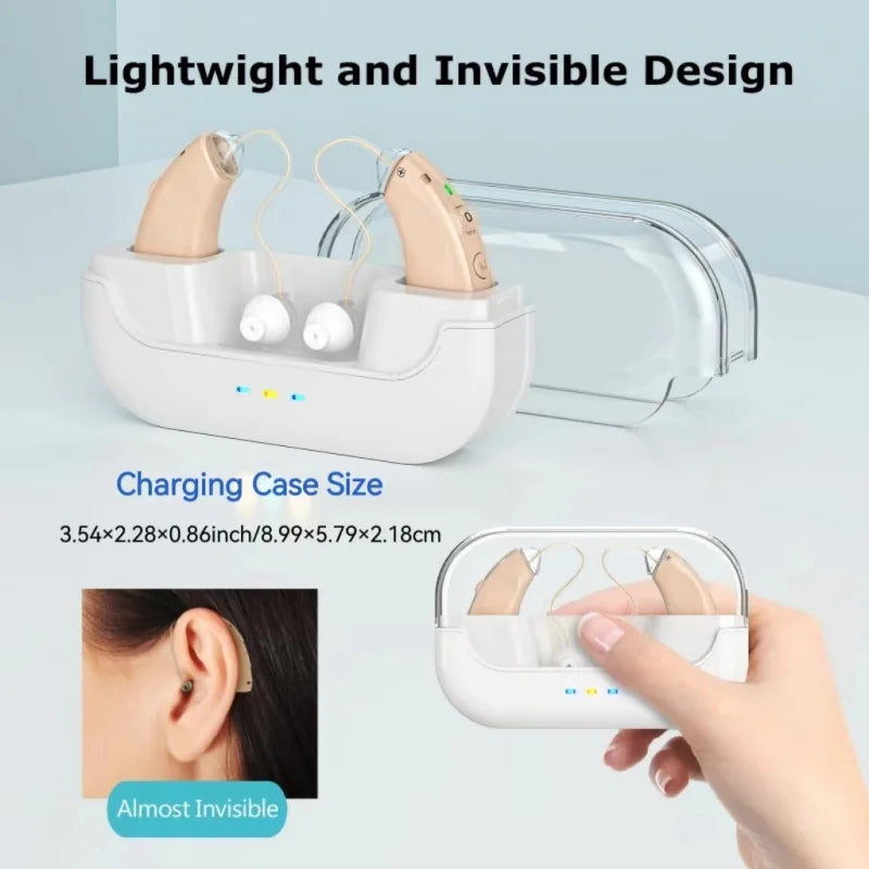Rechargeable Amplifier Elderly Mild Moderate Hearing Aids Deaf Noise