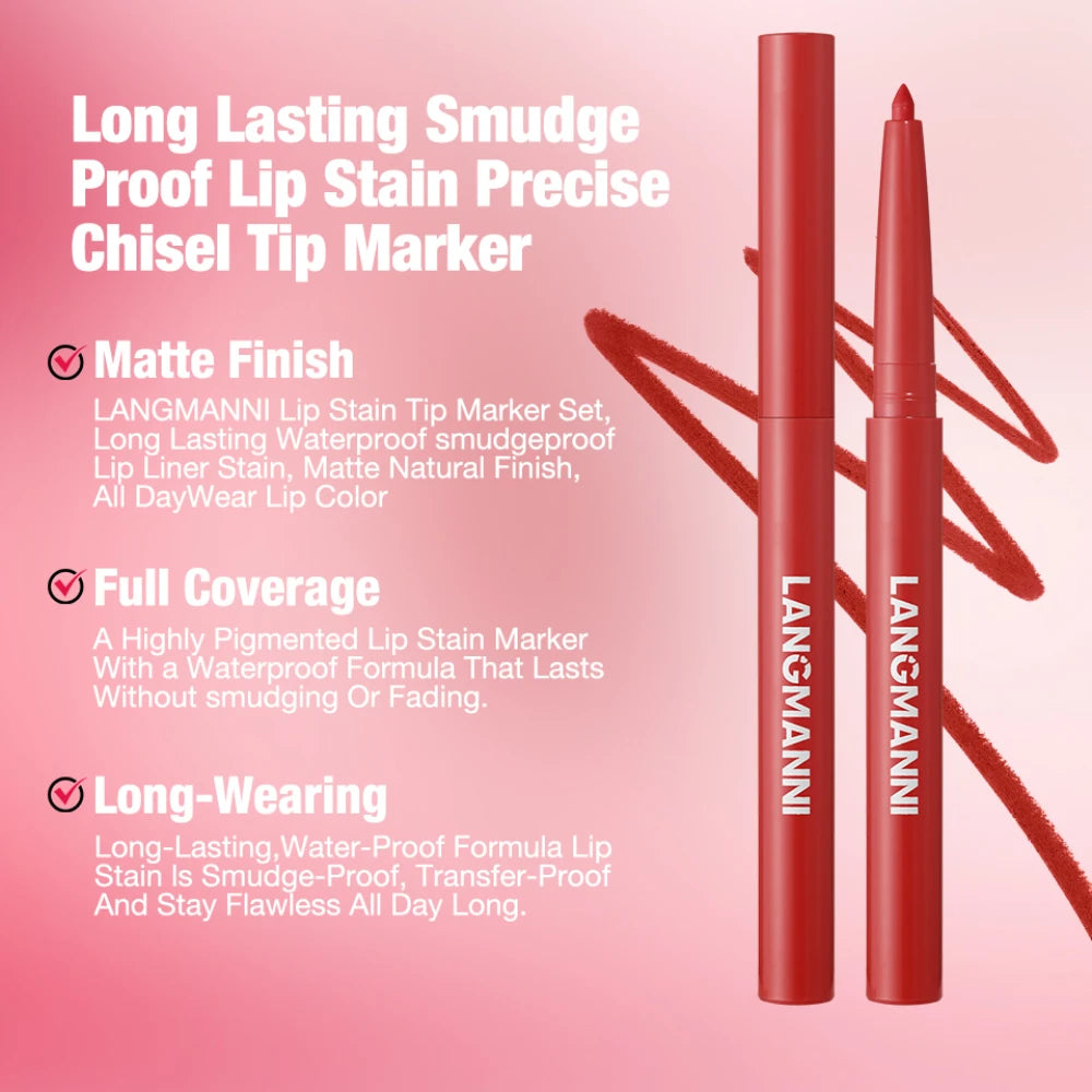 LANGMANNI Sexy Velvet Matte Lip Liner Pen Waterproof Silky Natural Contour Non-Stick Cup Makeup Lipstick Pencil Lasting Cosmetic Zpaxo