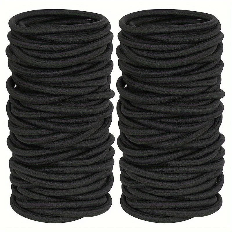 50/100pcs 3MM Black Small Hair Ties Elastic Hair Ties Ring Ponytail Holders for DIY Women Man Thick Curly Headband Accessories Zpaxo