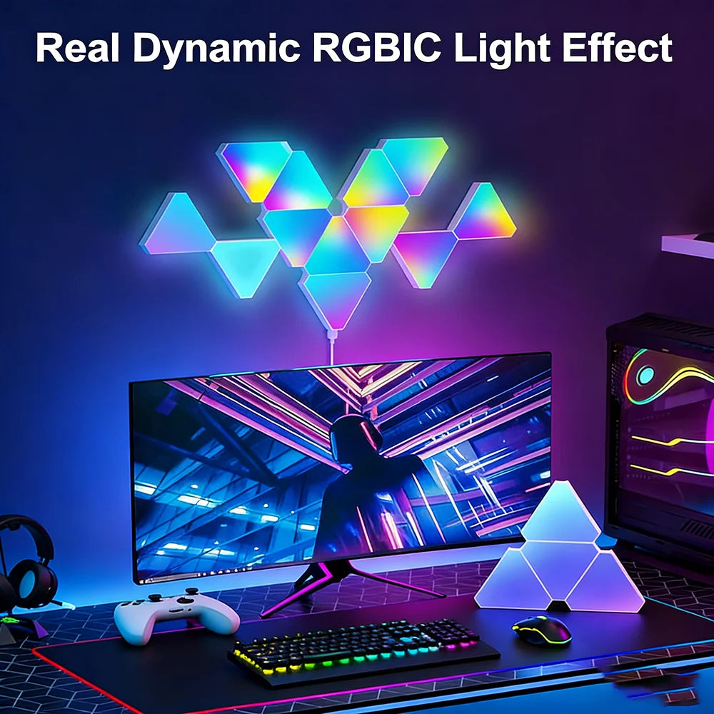 Smart Triangle Night Light For Wall Gaming Room Lights Decor WIFI LED Wall Light Music Sync For Gaming Setup Zpaxo