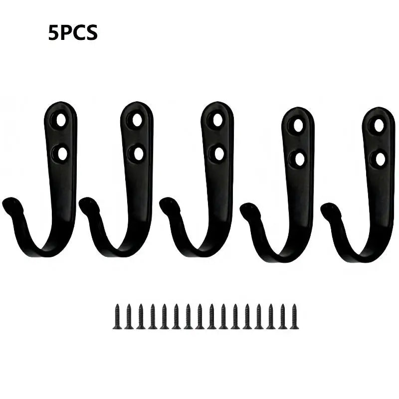 CM5 Durable Heavy-duty Iron Coat Hooks Screws Anti-rust Wall Mounted Zpaxo 5PCS Black