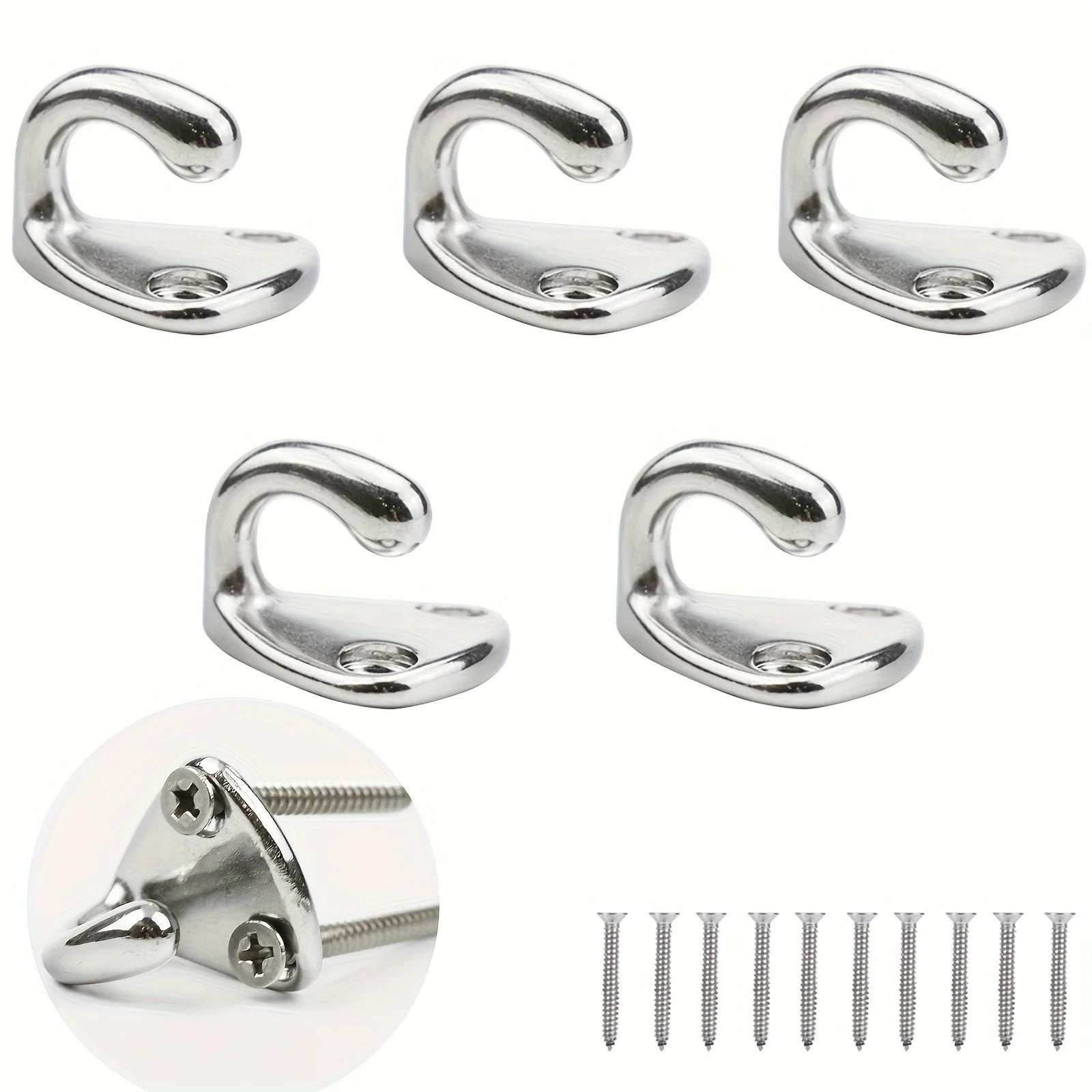 5-Pack Small Coat Hanger Hooks Set, Marine-Grade Yacht or Motor Homes, 316 Stainless Steel Boat Fender Hooks Zpaxo