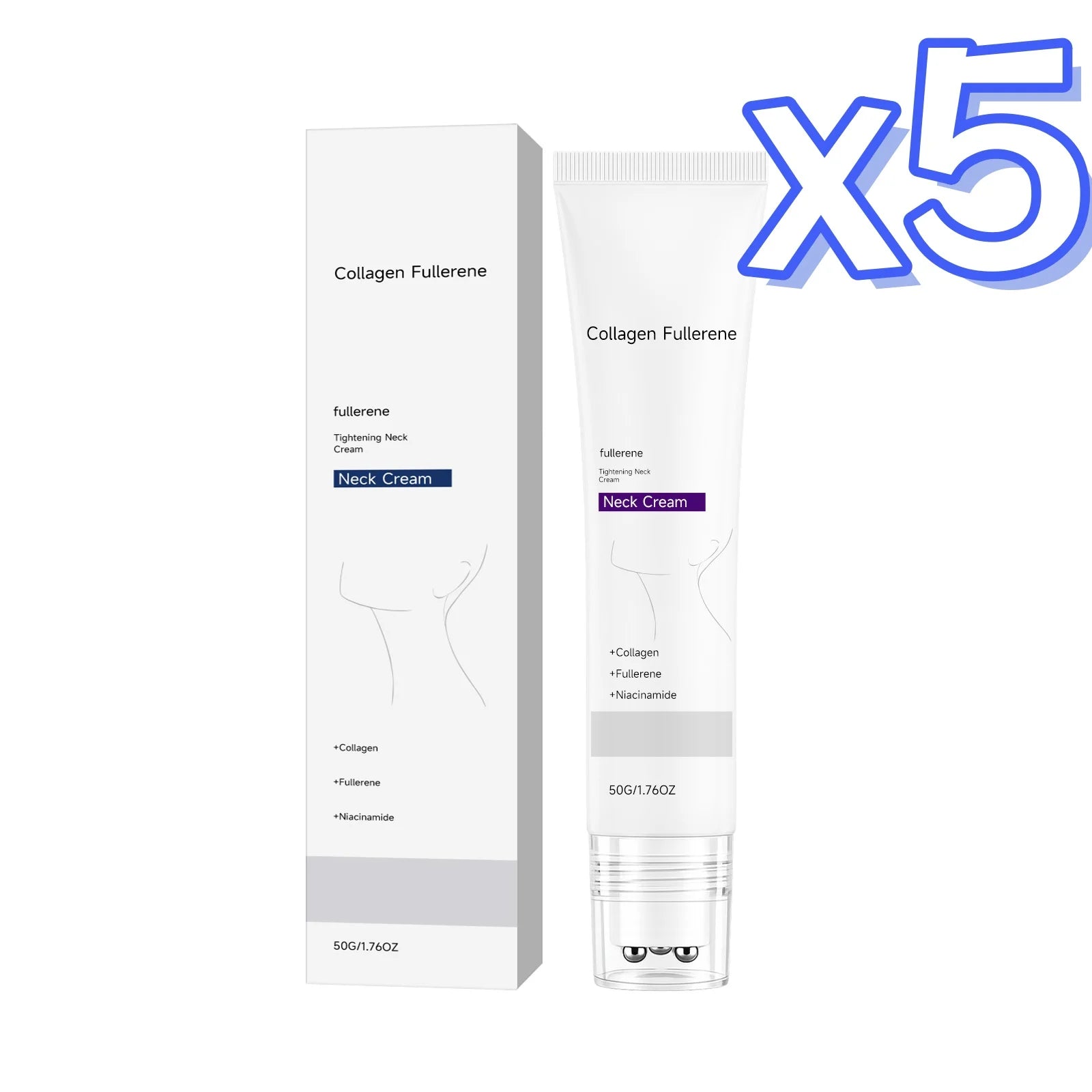 Collagen Neck Cream – Firming, Lifting & Wrinkle Reduction Neck Firming Cream Zpaxo 50g Boxed x 5pcs